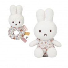 Σετ Κουδουνίστρα & Κουκλάκι Αγκαλιάς Miffy Vintage Little Flowers 35εκ.