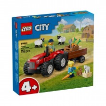 Red Farm Tractor With Trailer & Sheep 60461